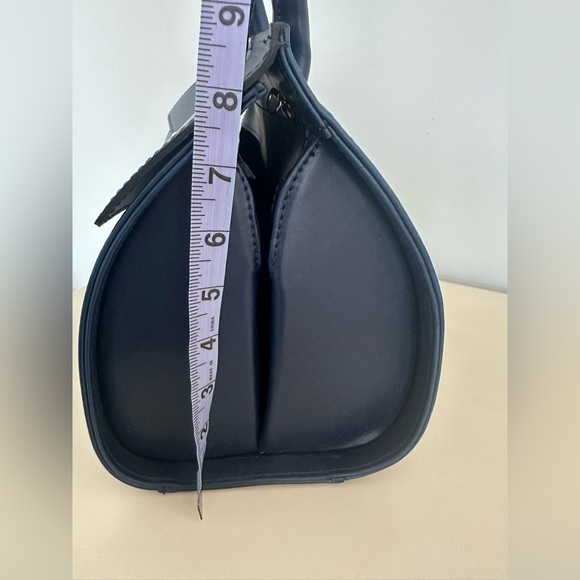 Italian Leather Large Tube Tote Top Handle Crossbody Navy - Picture 11 of 14